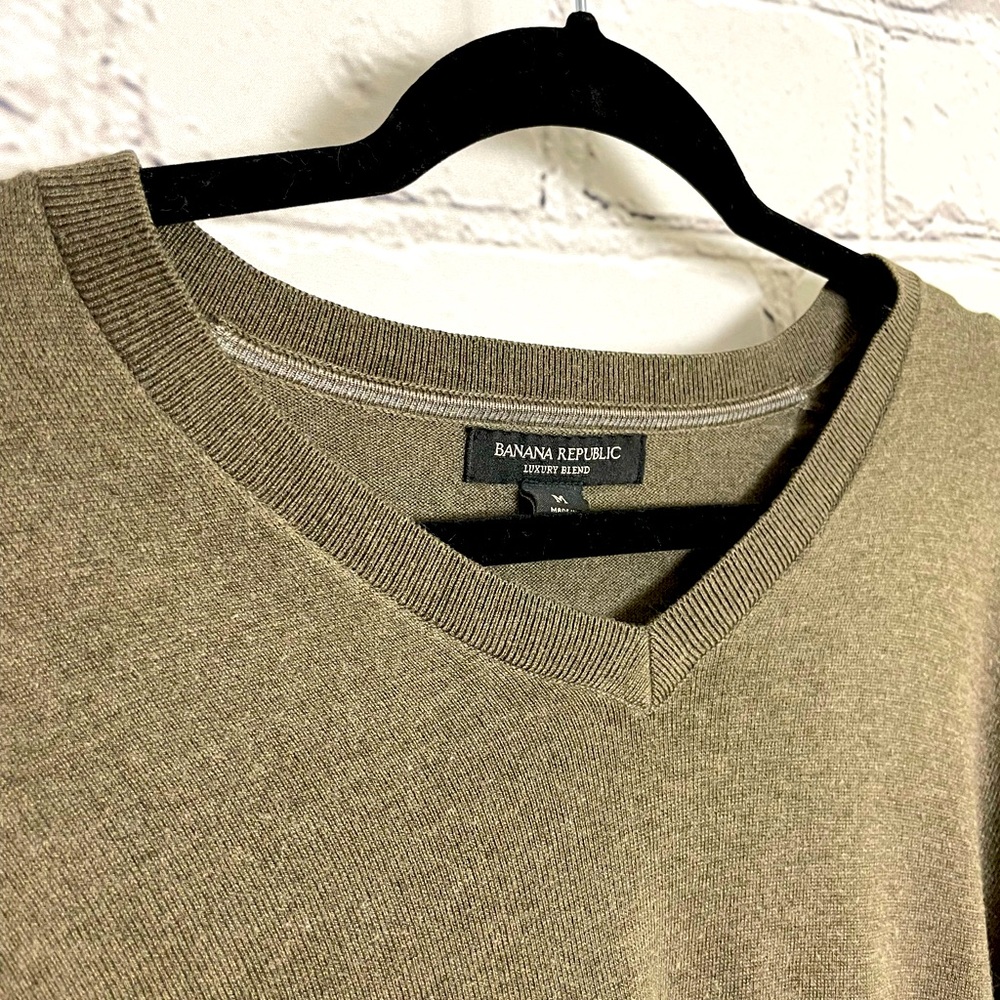 Banana Republic Olive Green V-Neck Sweater